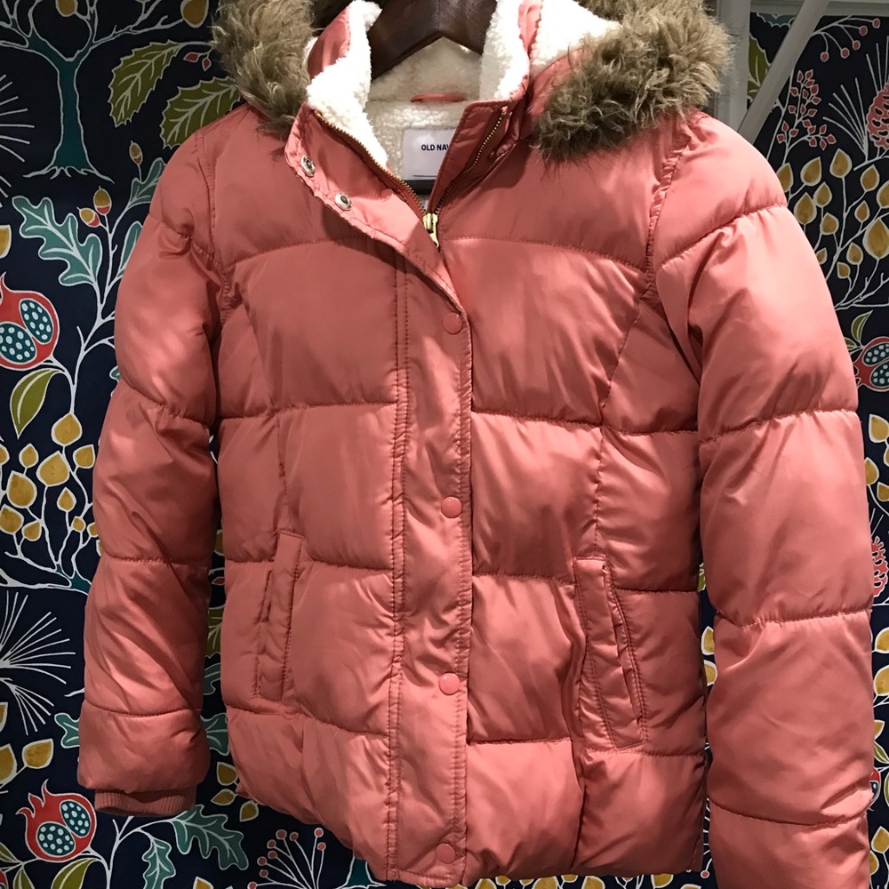 Girl’s XL (14), Old Navy Puffer Coat with Faux Fur Lined Hood